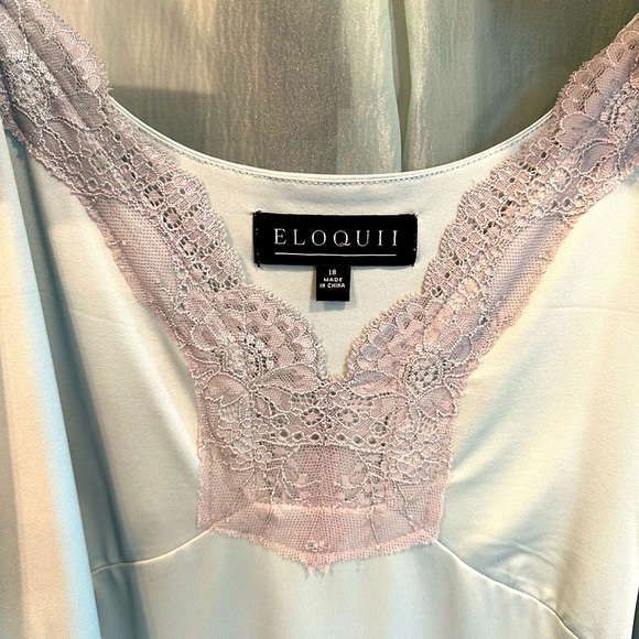 ELOQUII Organza Seafoam/Mint Belted Shirt Dress - Picture 6 of 6